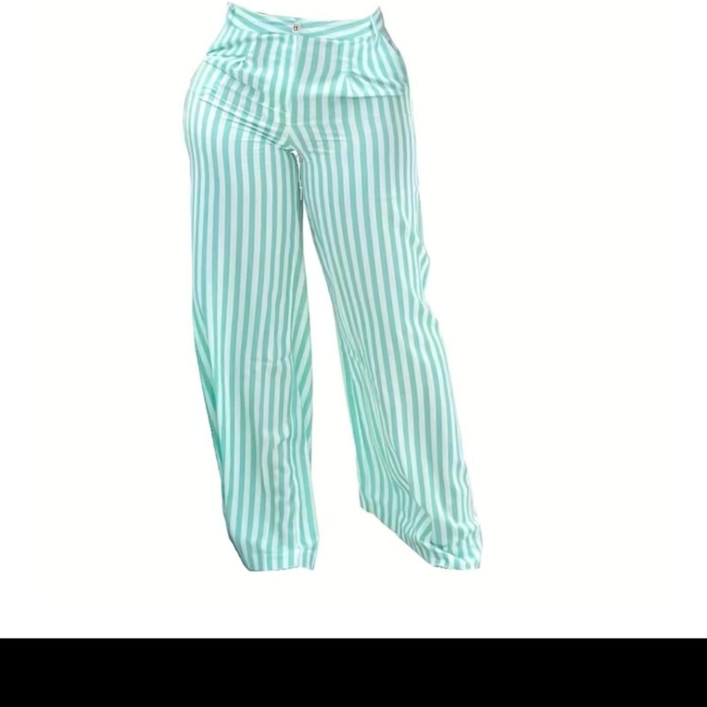Stripe wide leg pants, casual loose pants .
